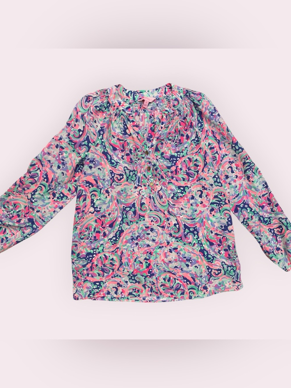 Lilly Pulitzer Multicolor Paisley Popover Blouse XS